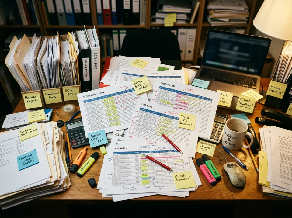 Messy compliance spreadsheets that NovoCove replaces with automated staff certification tracking